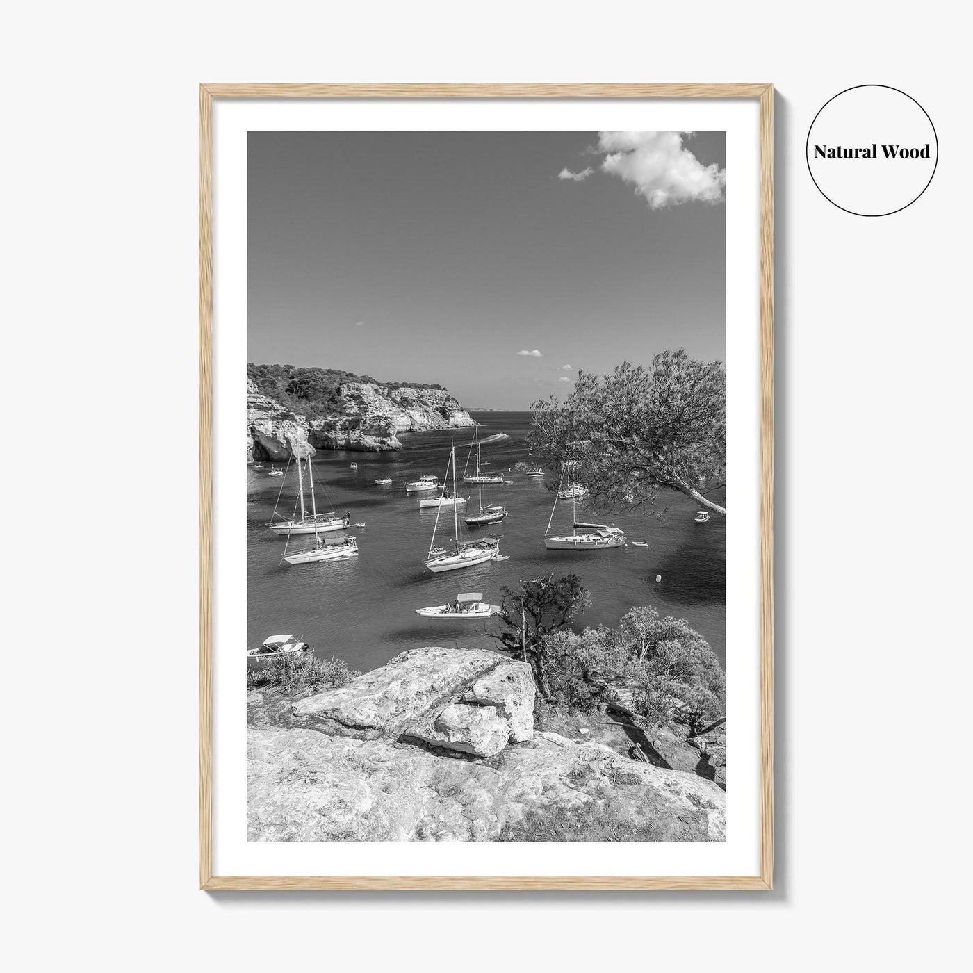 Cala Macarella Black and White Fine Art Photo Print, Seascape Menorca Balearic Islands Spain