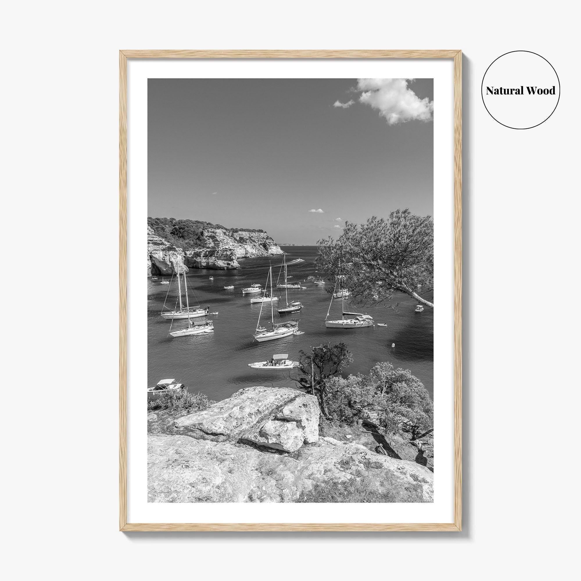 Cala Macarella Black and White Fine Art Photo Print, Seascape Menorca Balearic Islands Spain