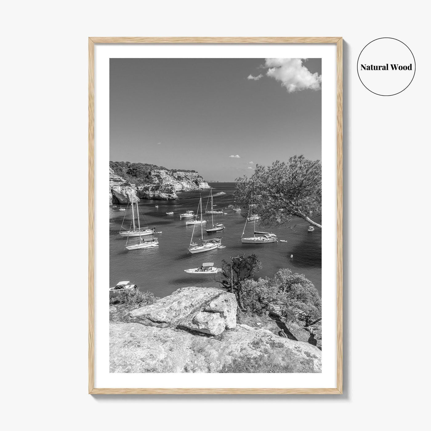 Cala Macarella Black and White Fine Art Photo Print, Seascape Menorca Balearic Islands Spain