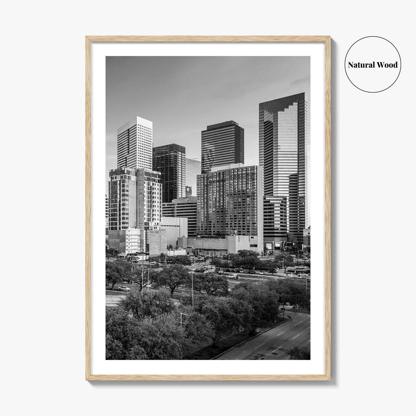 Houston Skyline Black and White Fine Art Photo Print, Texas Downtown Poster