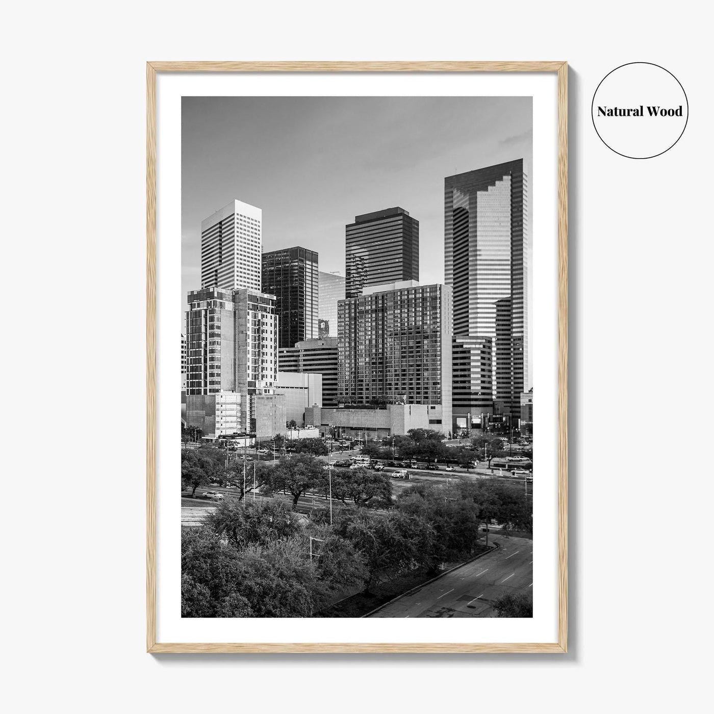 Houston Skyline Black and White Fine Art Photo Print, Texas Downtown Poster