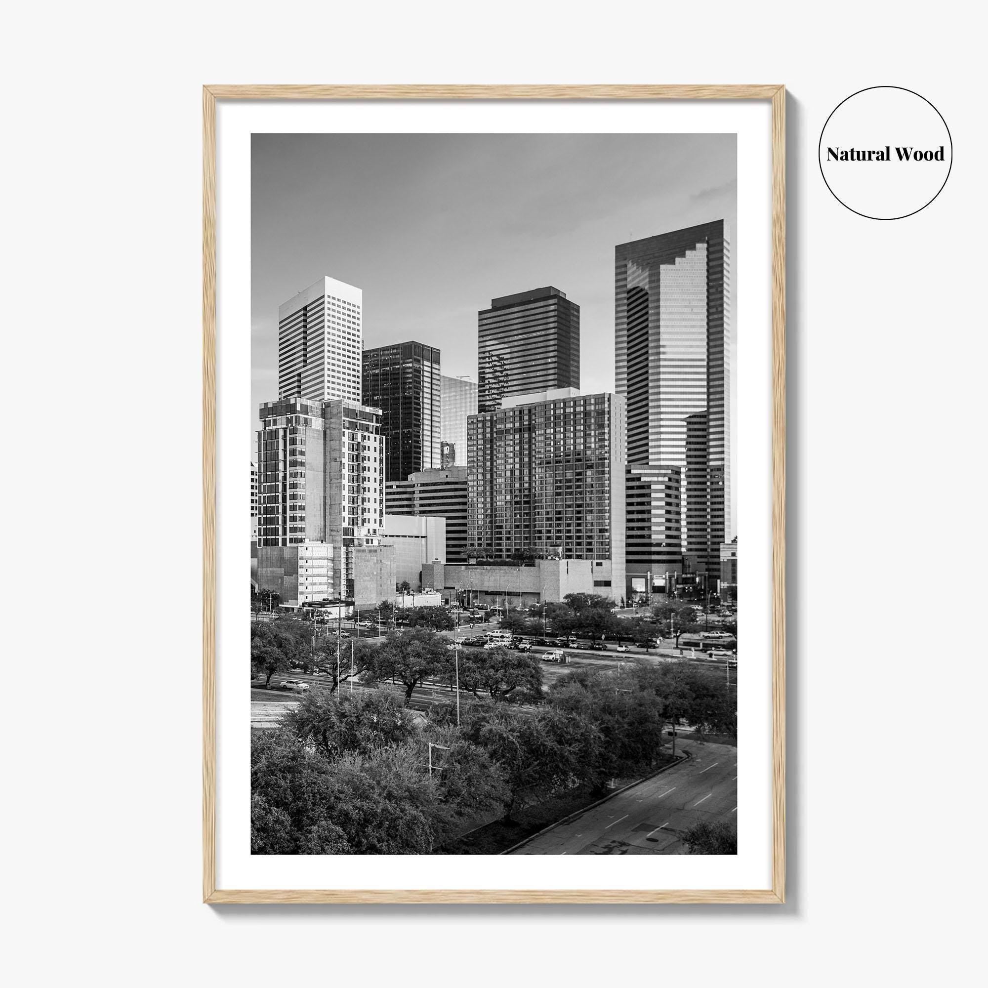 Houston Skyline Black and White Fine Art Photo Print, Texas Downtown Poster