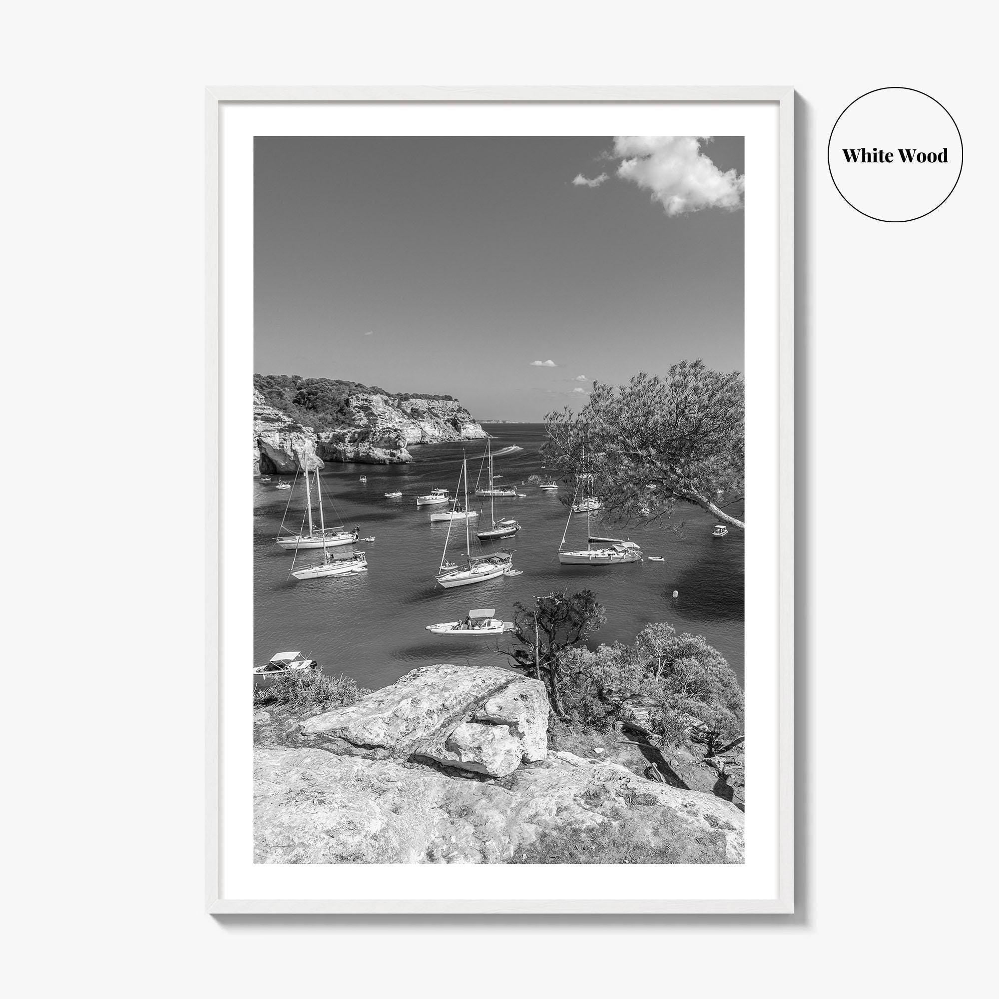 Cala Macarella Black and White Fine Art Photo Print, Seascape Menorca Balearic Islands Spain