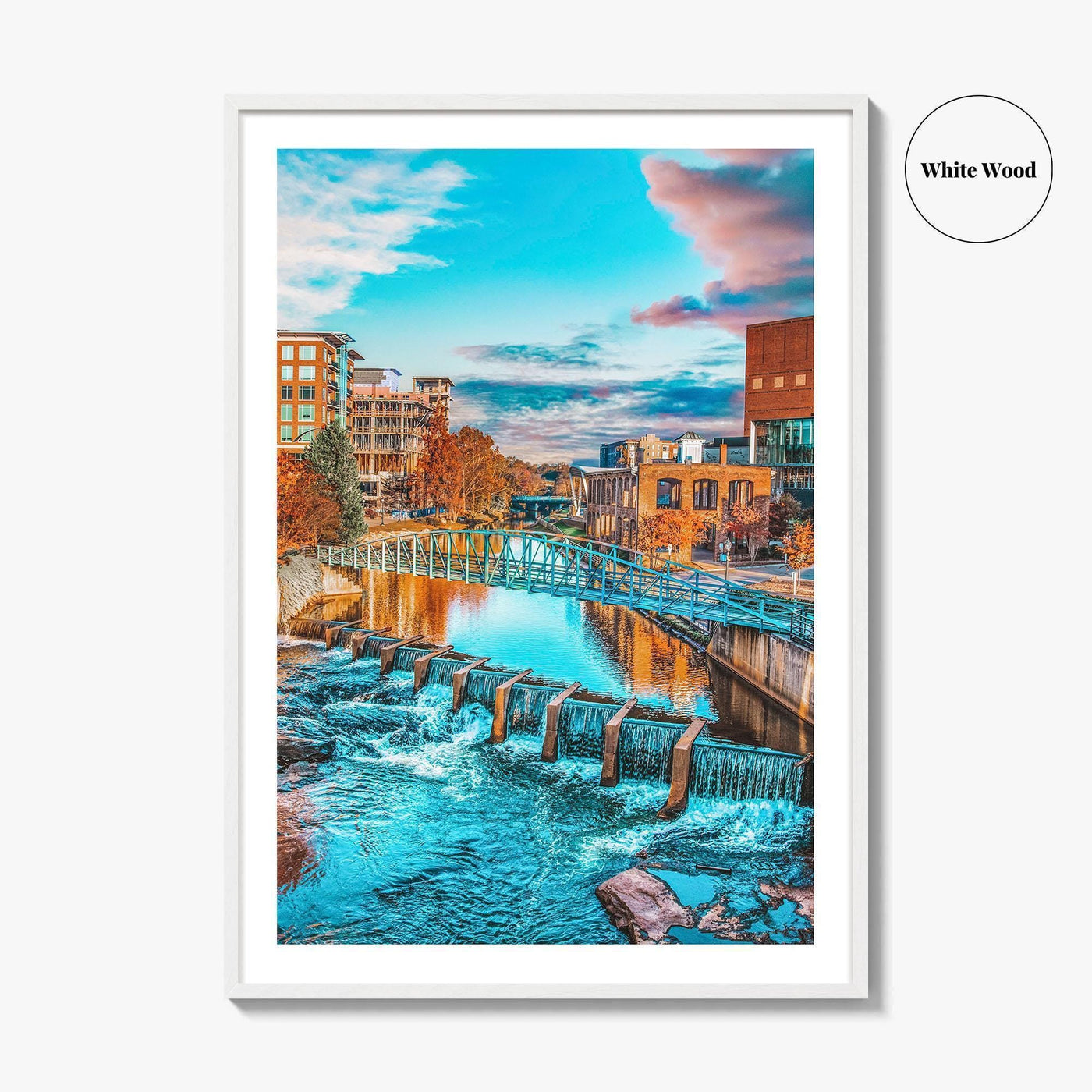 Greenville Skyline Fine Art Photo Print, Reedy River, SC, USA, Poster
