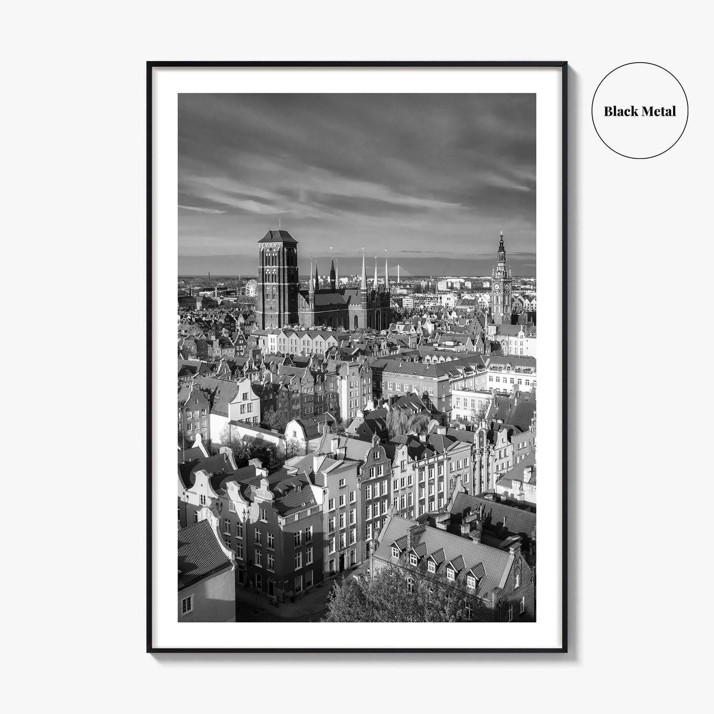 Gdansk Black and White Fine Art Photo Print, Gdańsk Old Town, Poland Poster