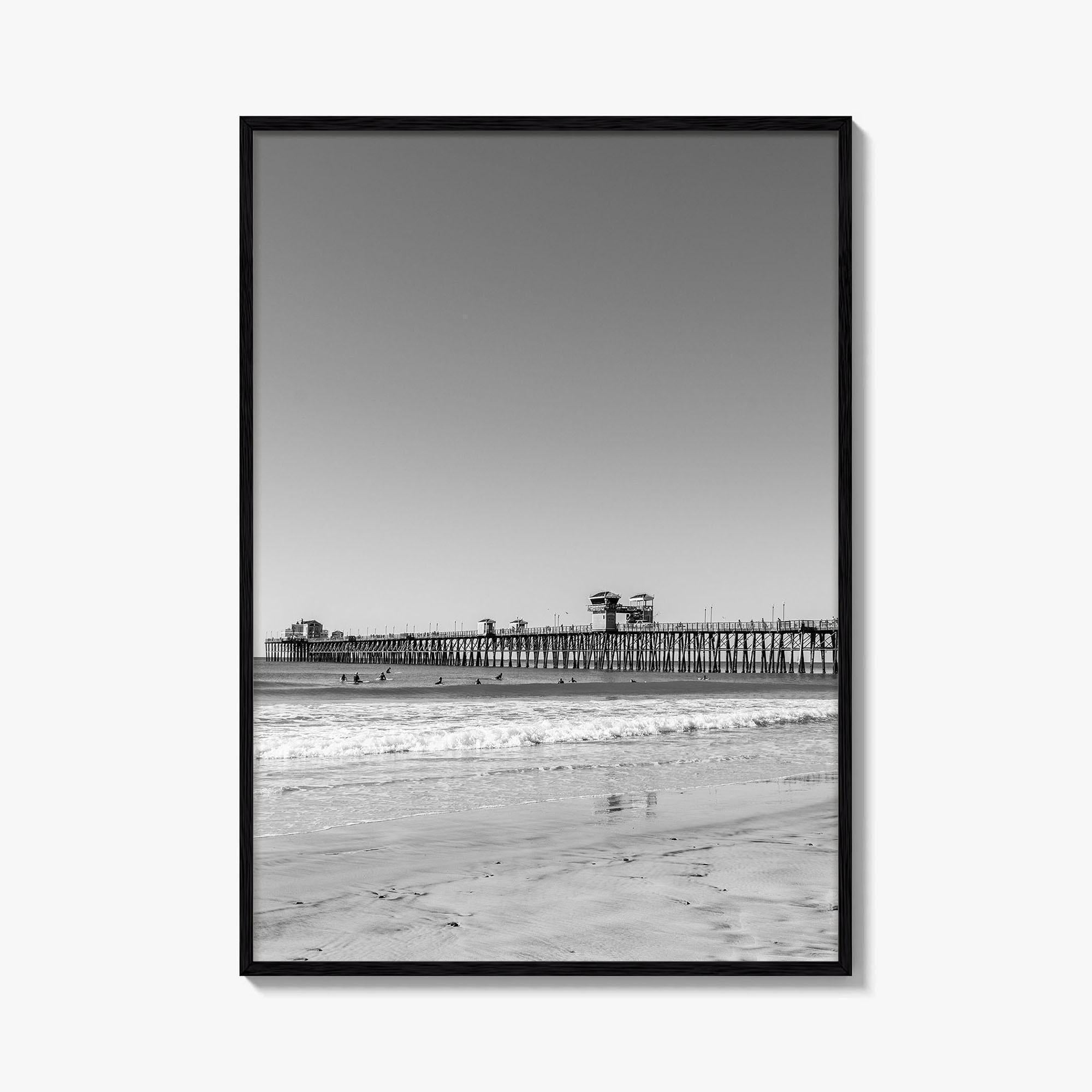 Imperial Beach Black and White Fine Art Photo Print, San Diego California, Pier Poster