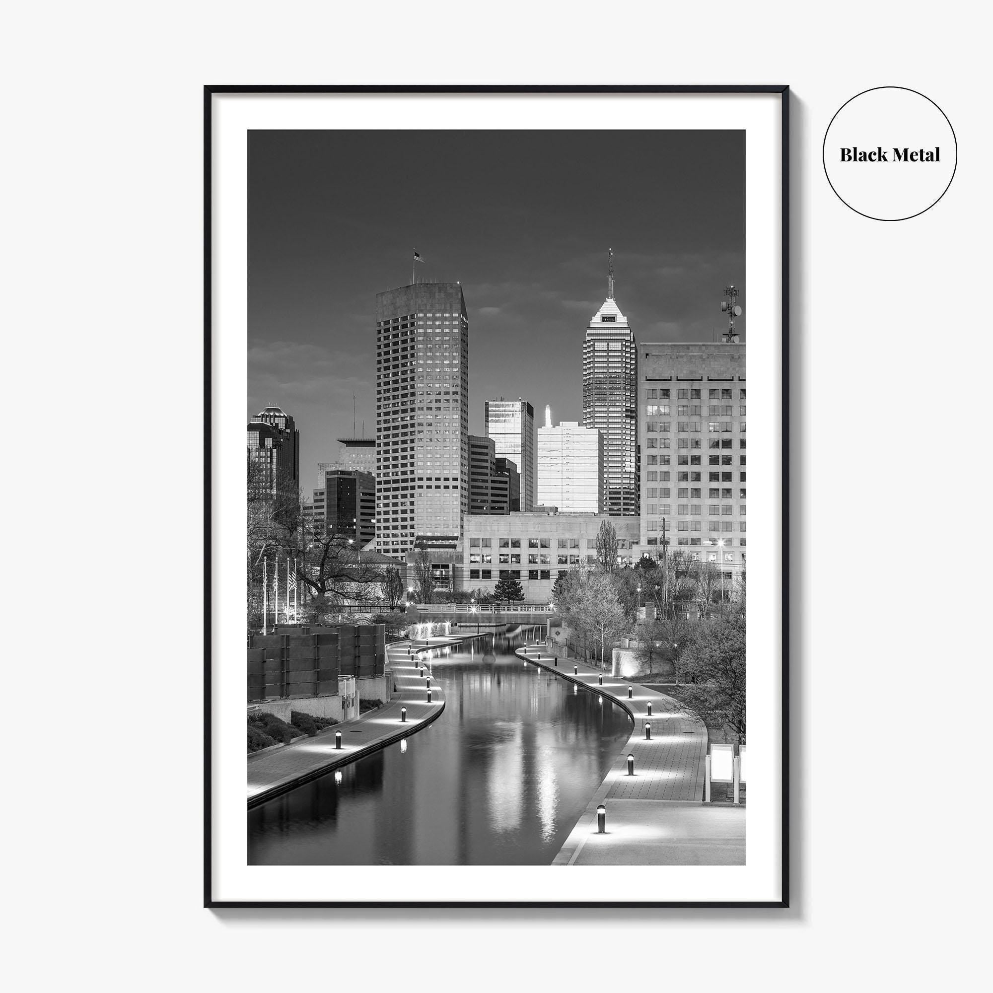 Indianapolis Skyline Black and White Fine Art Photo Print, Indiana Poster
