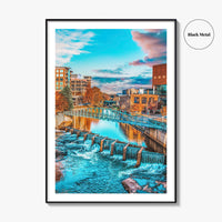 Greenville Skyline Fine Art Photo Print, Reedy River, SC, USA, Poster