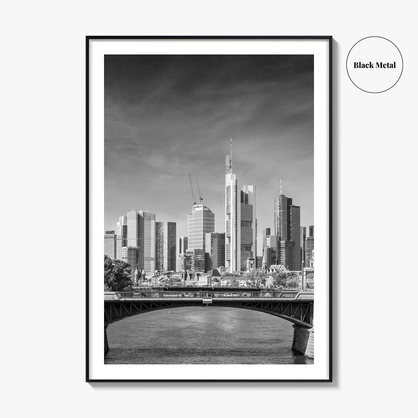 Frankfurt Am Main Skyline Black and White Fine Art Photo Print, Hesse, Germany Poster