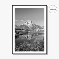 Grand Teton Black and White Fine Art Photo Print, Jackson Hole Mountains Wyoming Poster