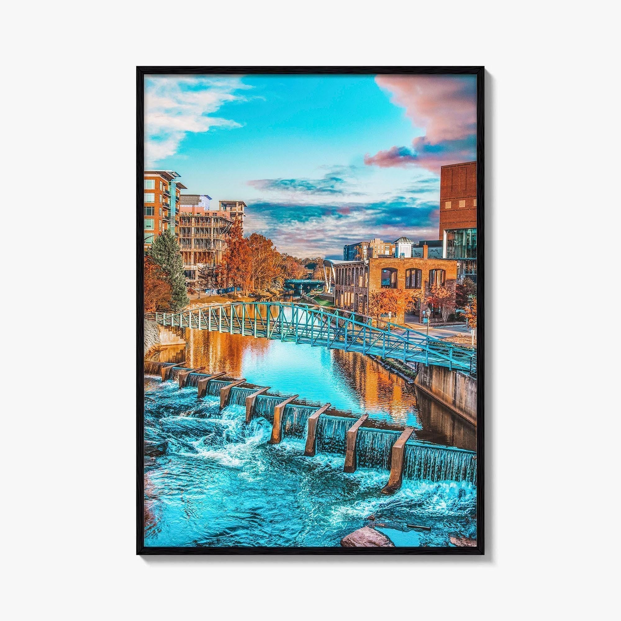Greenville Skyline Fine Art Photo Print, Reedy River, SC, USA, Poster