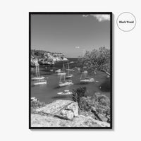 Cala Macarella Black and White Fine Art Photo Print, Seascape Menorca Balearic Islands Spain