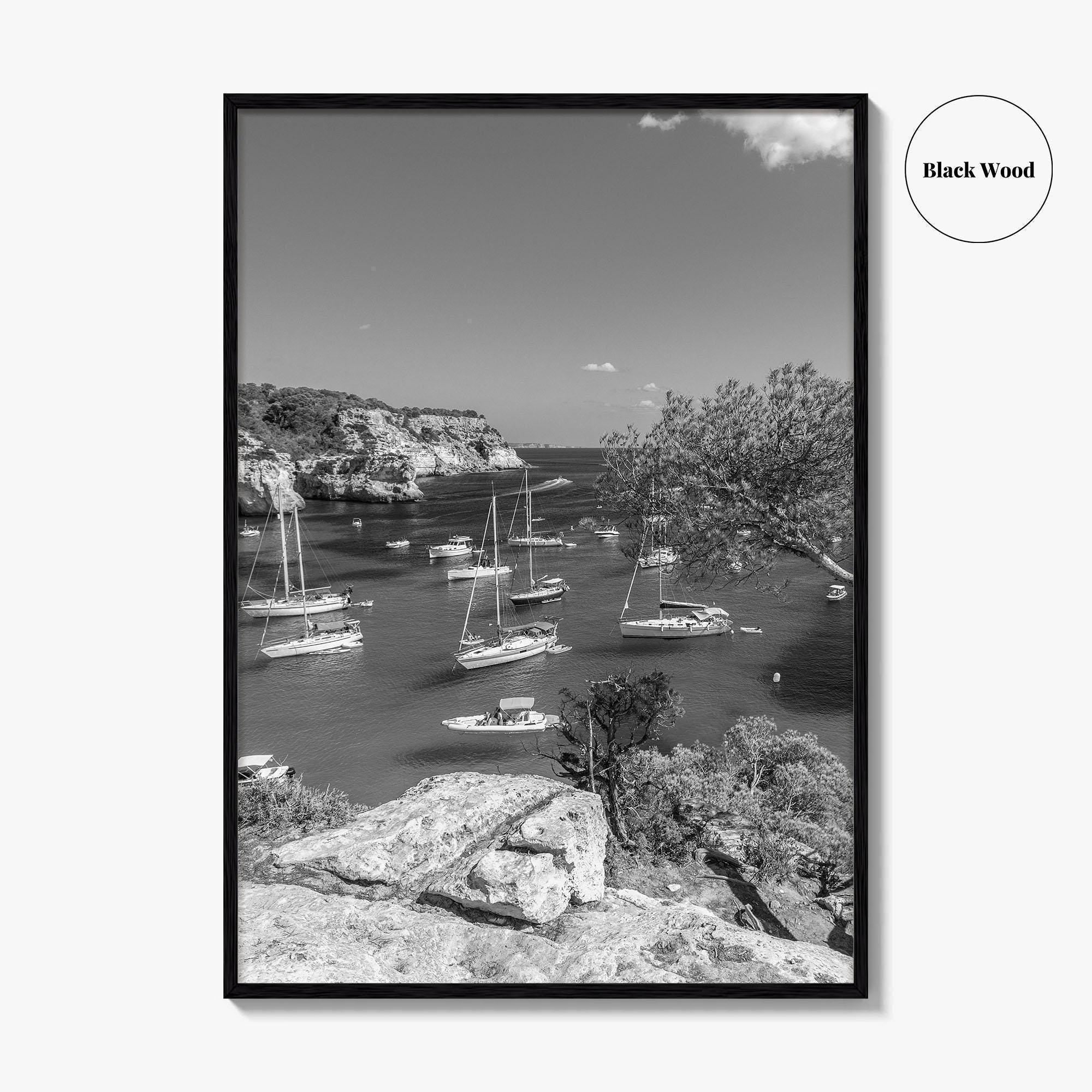 Cala Macarella Black and White Fine Art Photo Print, Seascape Menorca Balearic Islands Spain