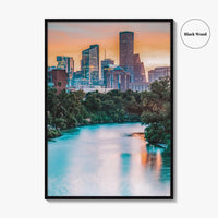 Houston Skyline Fine Art Photo Print, Downtown, Texas USA Wall Poster, East Buffalo Bayou