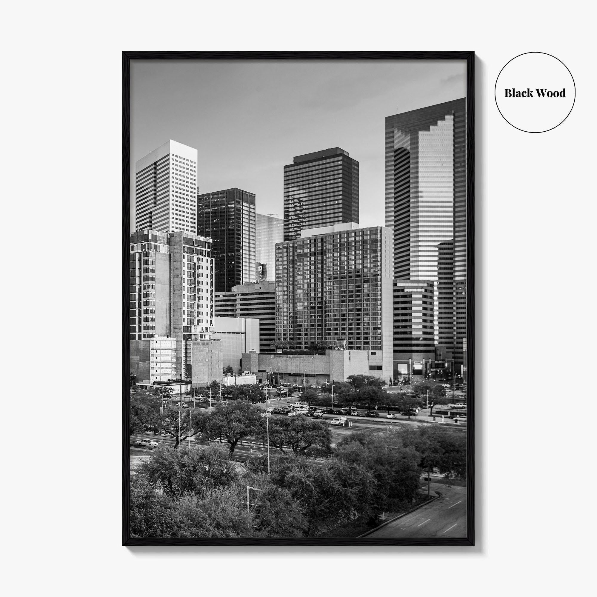 Houston Skyline Black and White Fine Art Photo Print, Texas Downtown Poster
