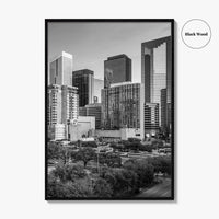 Houston Skyline Black and White Fine Art Photo Print, Texas Downtown Poster
