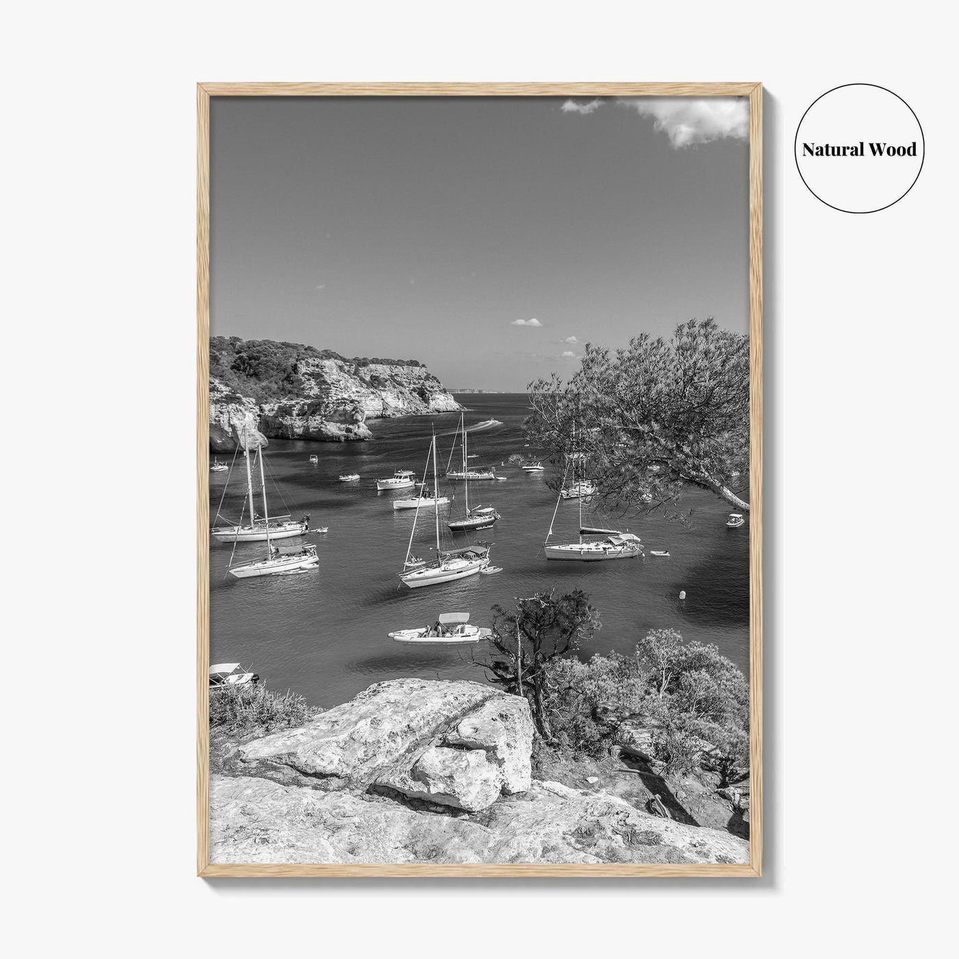 Cala Macarella Black and White Fine Art Photo Print, Seascape Menorca Balearic Islands Spain