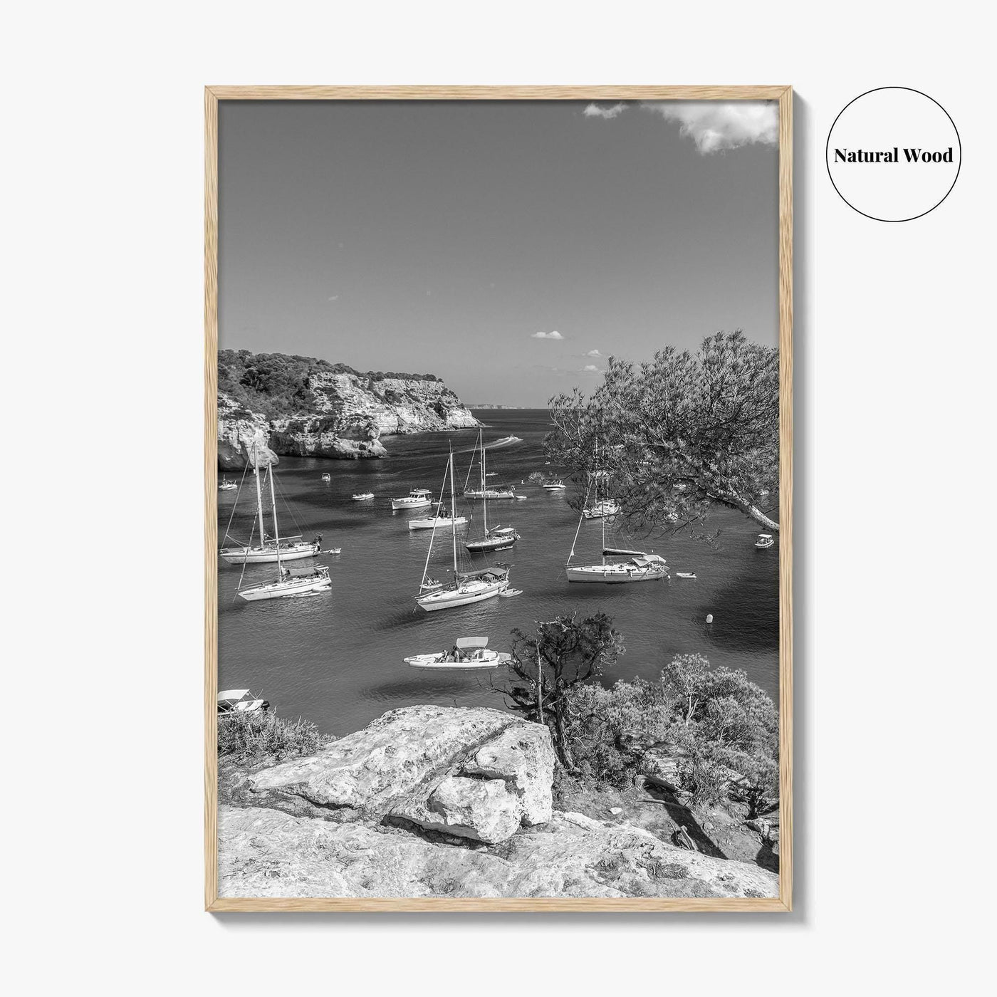 Cala Macarella Black and White Fine Art Photo Print, Seascape Menorca Balearic Islands Spain