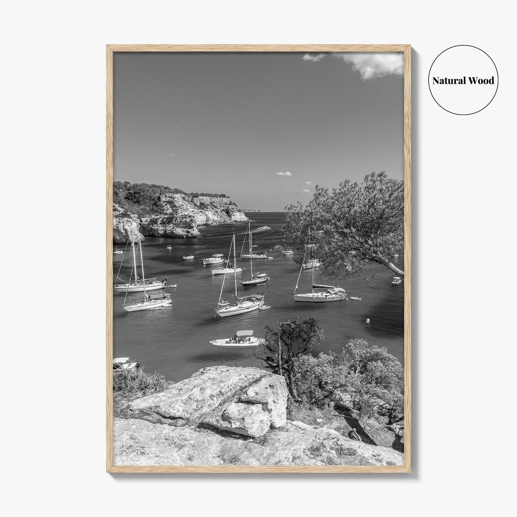 Cala Macarella Black and White Fine Art Photo Print, Seascape Menorca Balearic Islands Spain