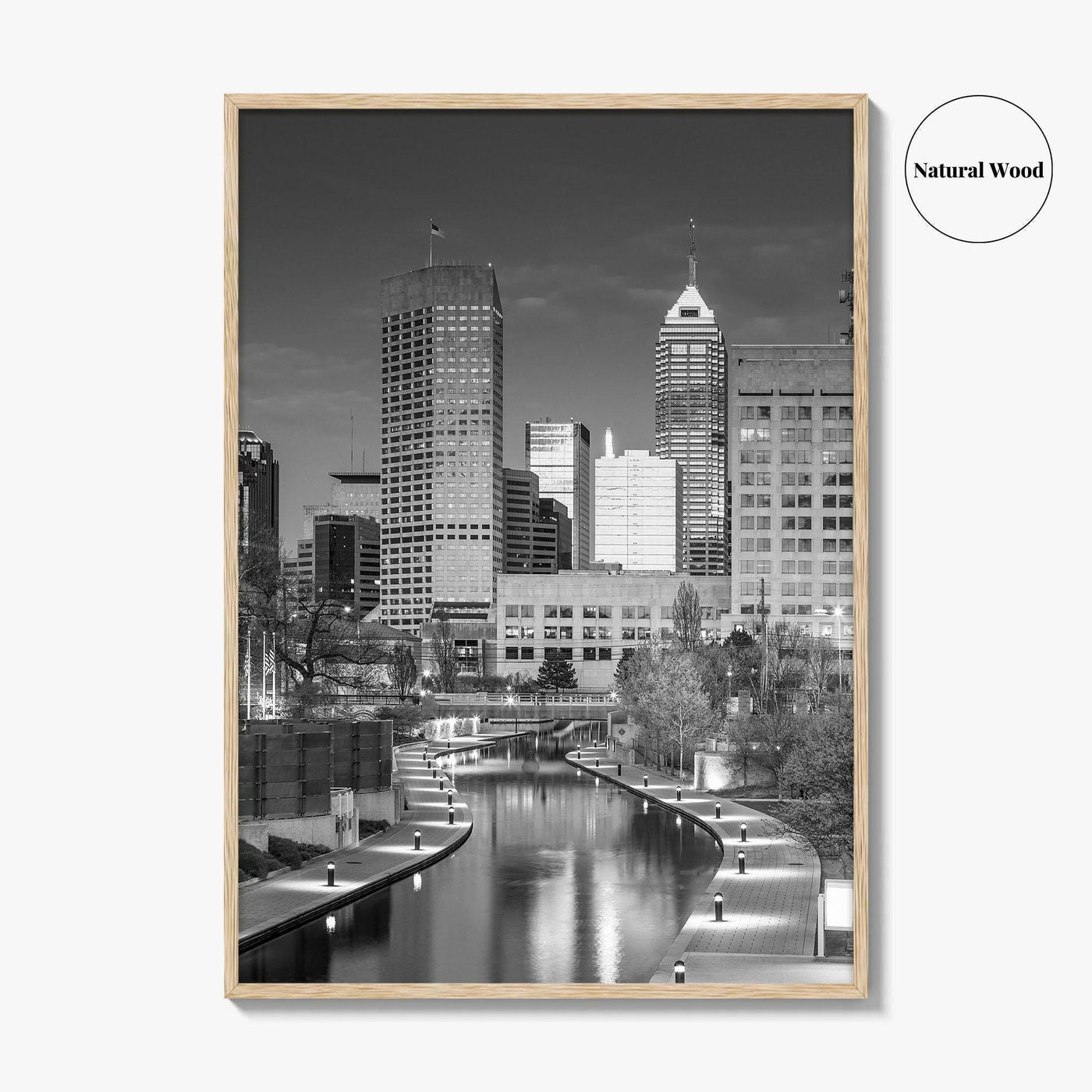 Indianapolis Skyline Black and White Fine Art Photo Print, Indiana Poster