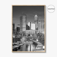 Indianapolis Skyline Black and White Fine Art Photo Print, Indiana Poster
