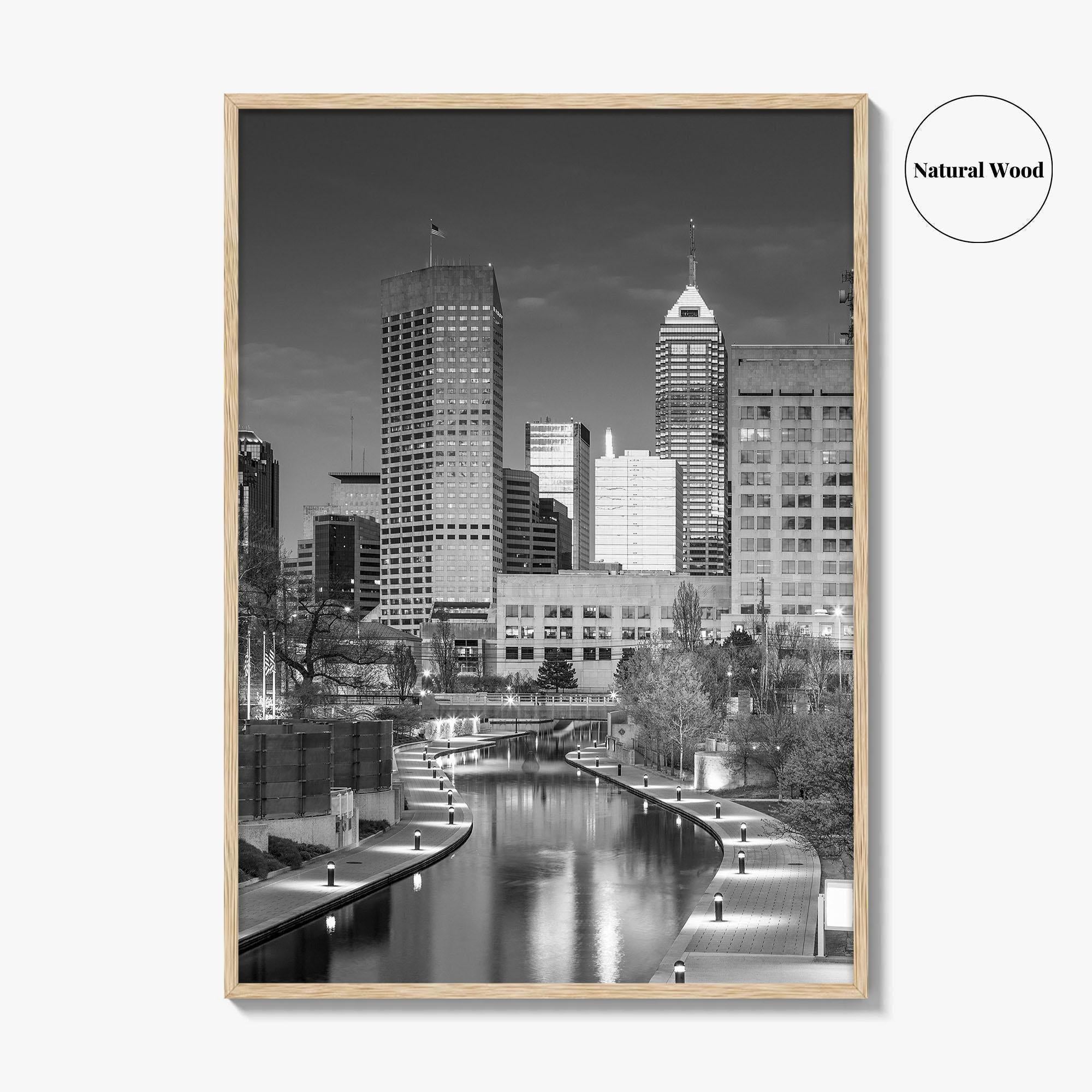 Indianapolis Skyline Black and White Fine Art Photo Print, Indiana Poster