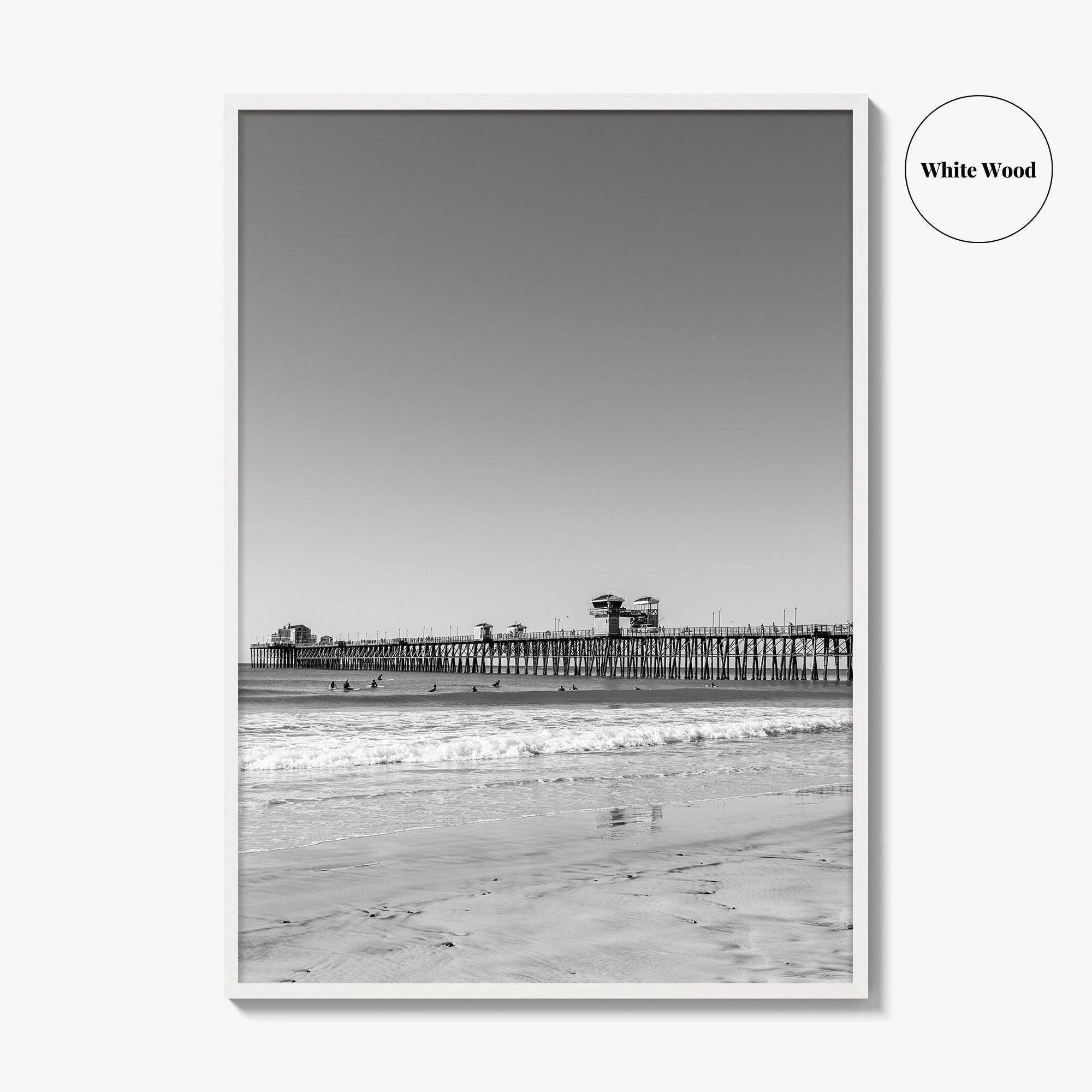 Imperial Beach Black and White Fine Art Photo Print, San Diego California, Pier Poster