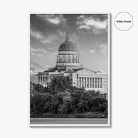 Jefferson City Skyline Black and White Fine Art Photo Print, State Capitol Missouri Poster