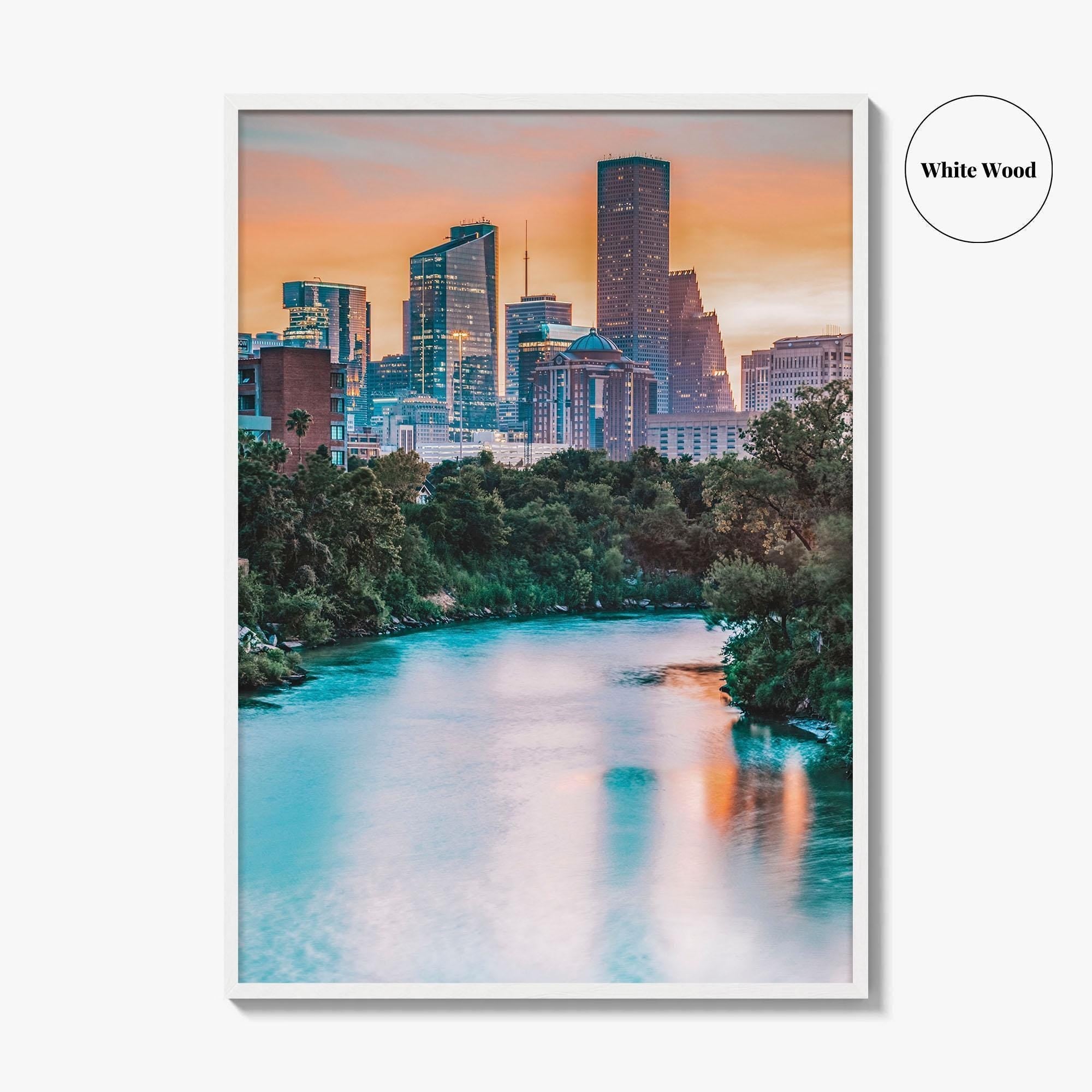 Houston Skyline Fine Art Photo Print, Downtown, Texas USA Wall Poster, East Buffalo Bayou
