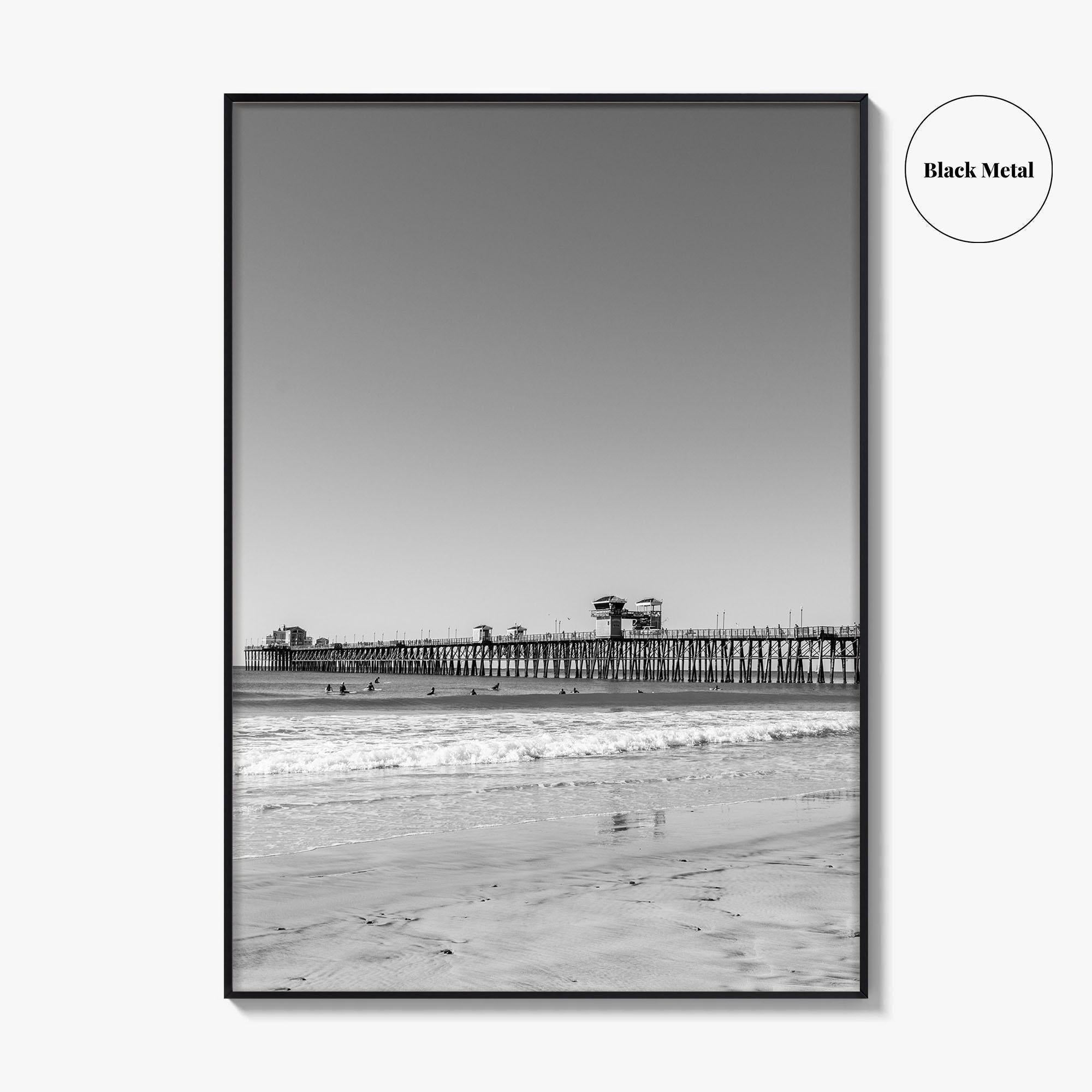 Imperial Beach Black and White Fine Art Photo Print, San Diego California, Pier Poster