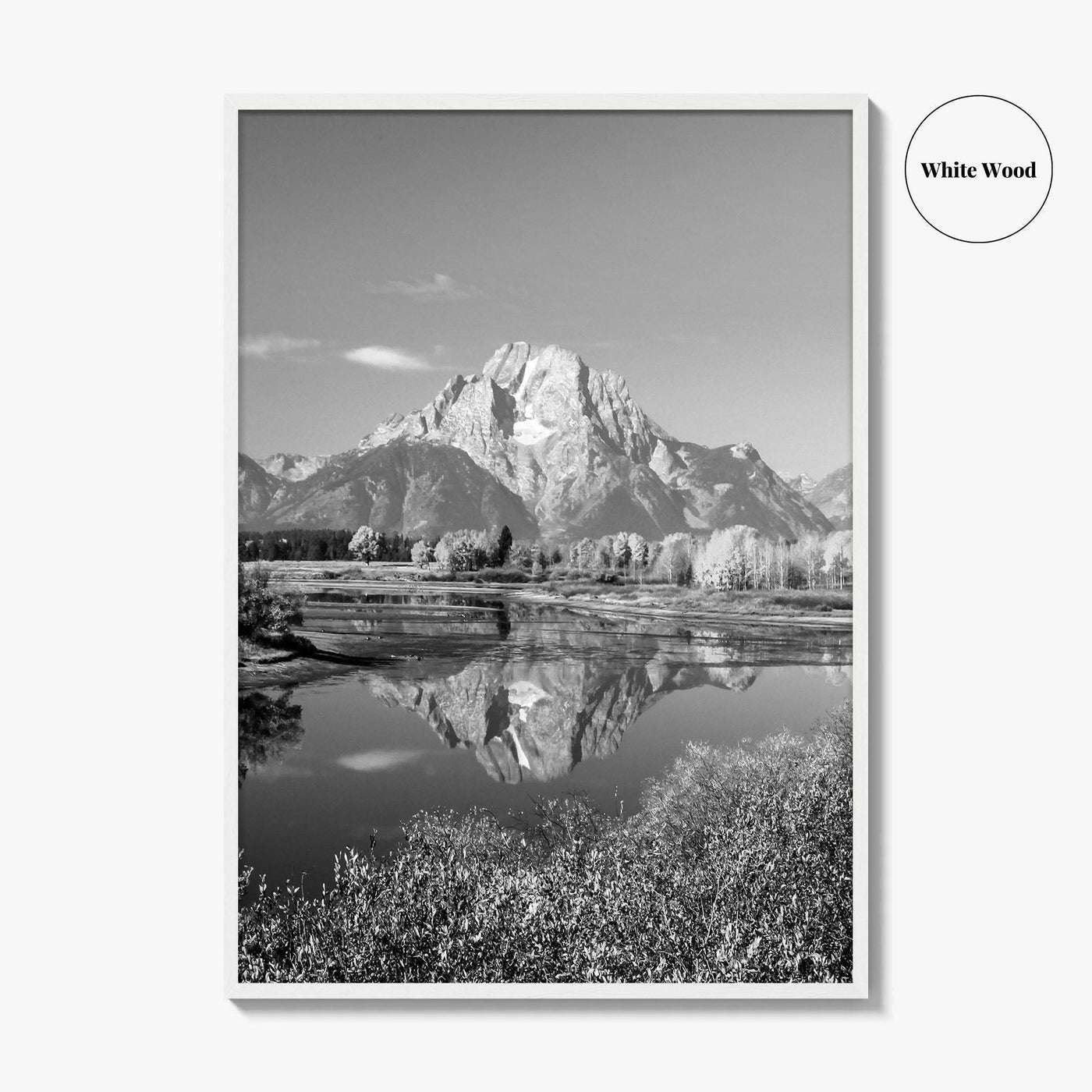 Grand Teton Black and White Fine Art Photo Print, Jackson Hole Mountains Wyoming Poster