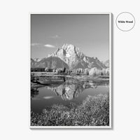 Grand Teton Black and White Fine Art Photo Print, Jackson Hole Mountains Wyoming Poster