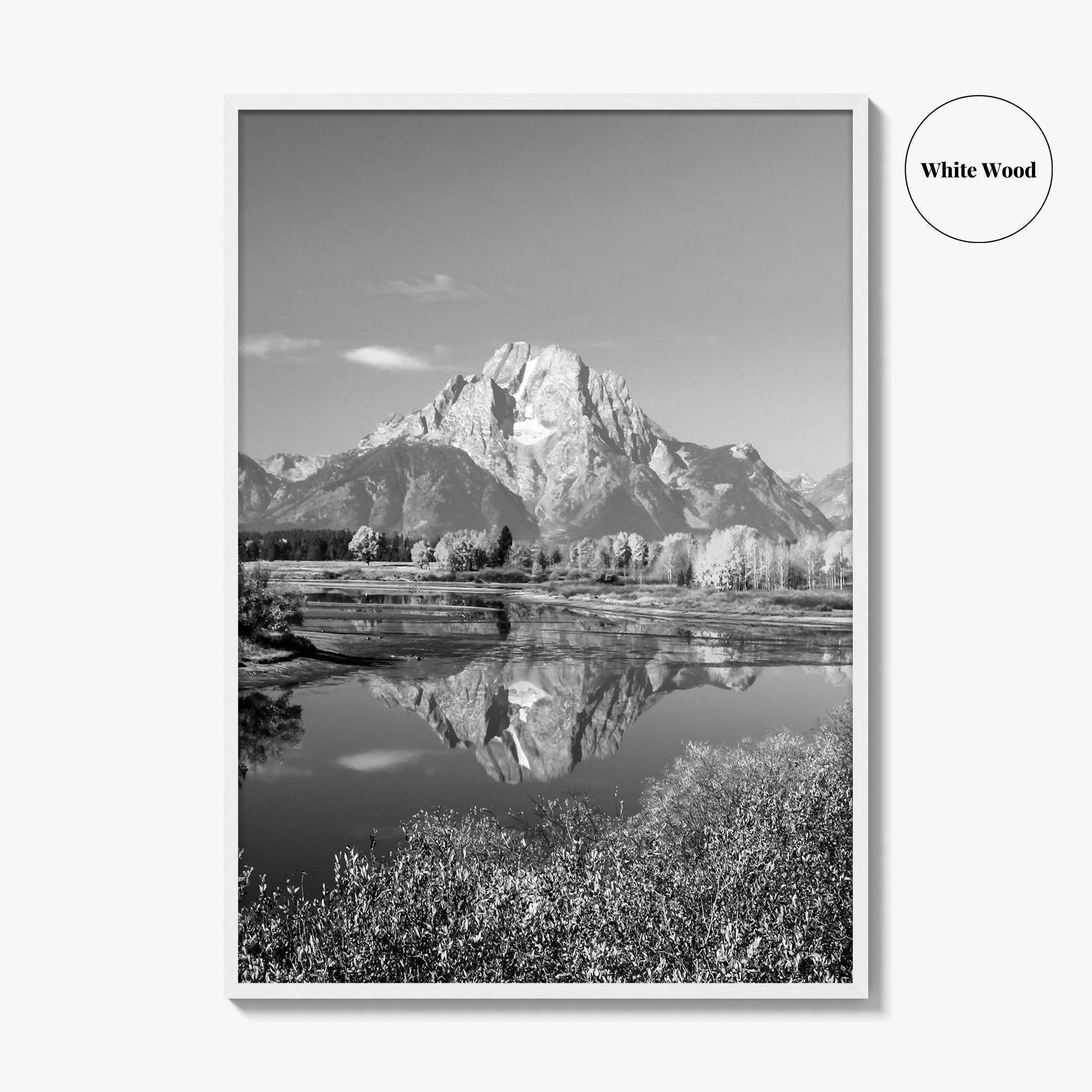 Grand Teton Black and White Fine Art Photo Print, Jackson Hole Mountains Wyoming Poster