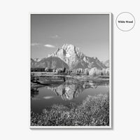 Grand Teton Black and White Fine Art Photo Print, Jackson Hole Mountains Wyoming Poster