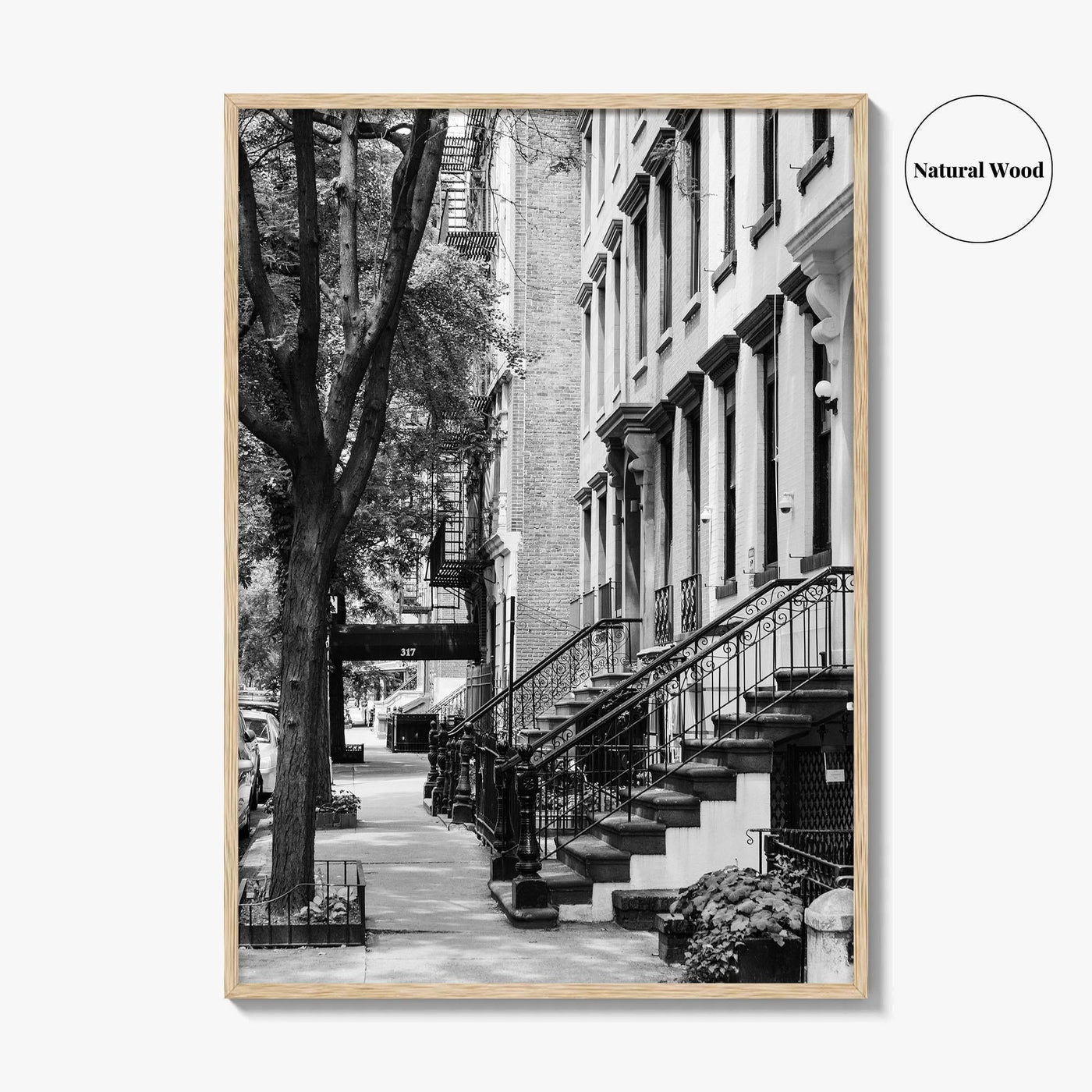Gramercy Park Black and White Fine Art Photo Print, Manhattan NYC NY Brownstones Poster