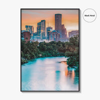 Houston Skyline Fine Art Photo Print, Downtown, Texas USA Wall Poster, East Buffalo Bayou