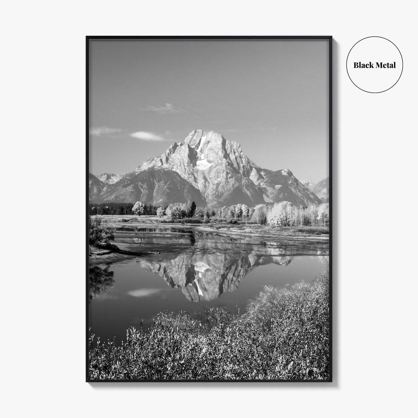 Grand Teton Black and White Fine Art Photo Print, Jackson Hole Mountains Wyoming Poster