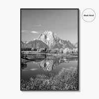 Grand Teton Black and White Fine Art Photo Print, Jackson Hole Mountains Wyoming Poster