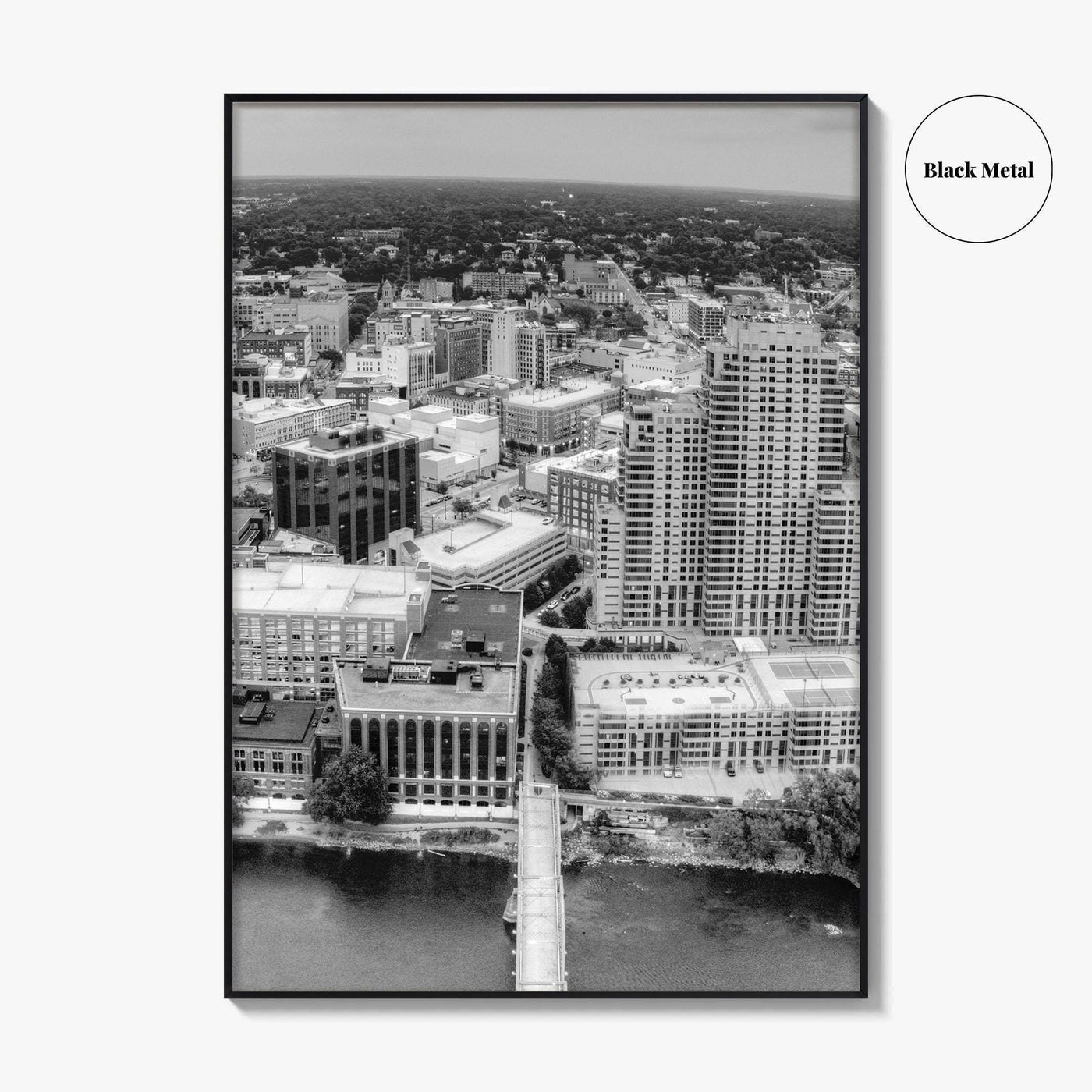 Grand Rapids Black and White Fine Art Photo Print, Michigan City Poster