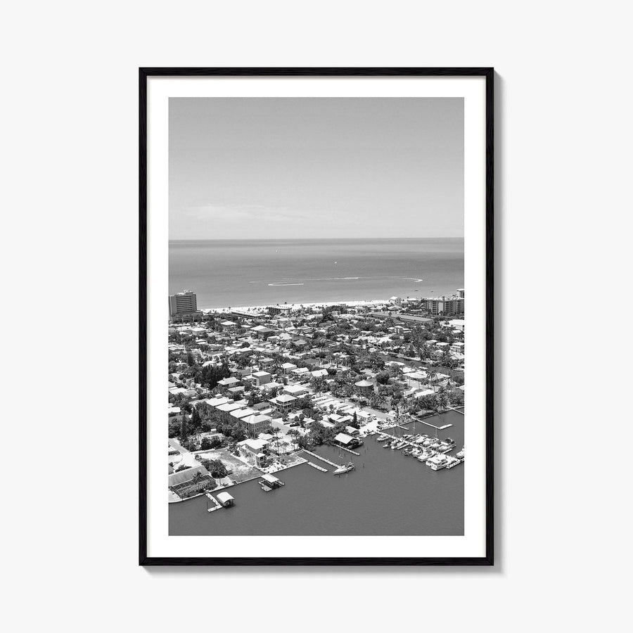 Fort Myers Beach Black and White Fine Art Photo Print, Aerial, Florida, USA, Poster