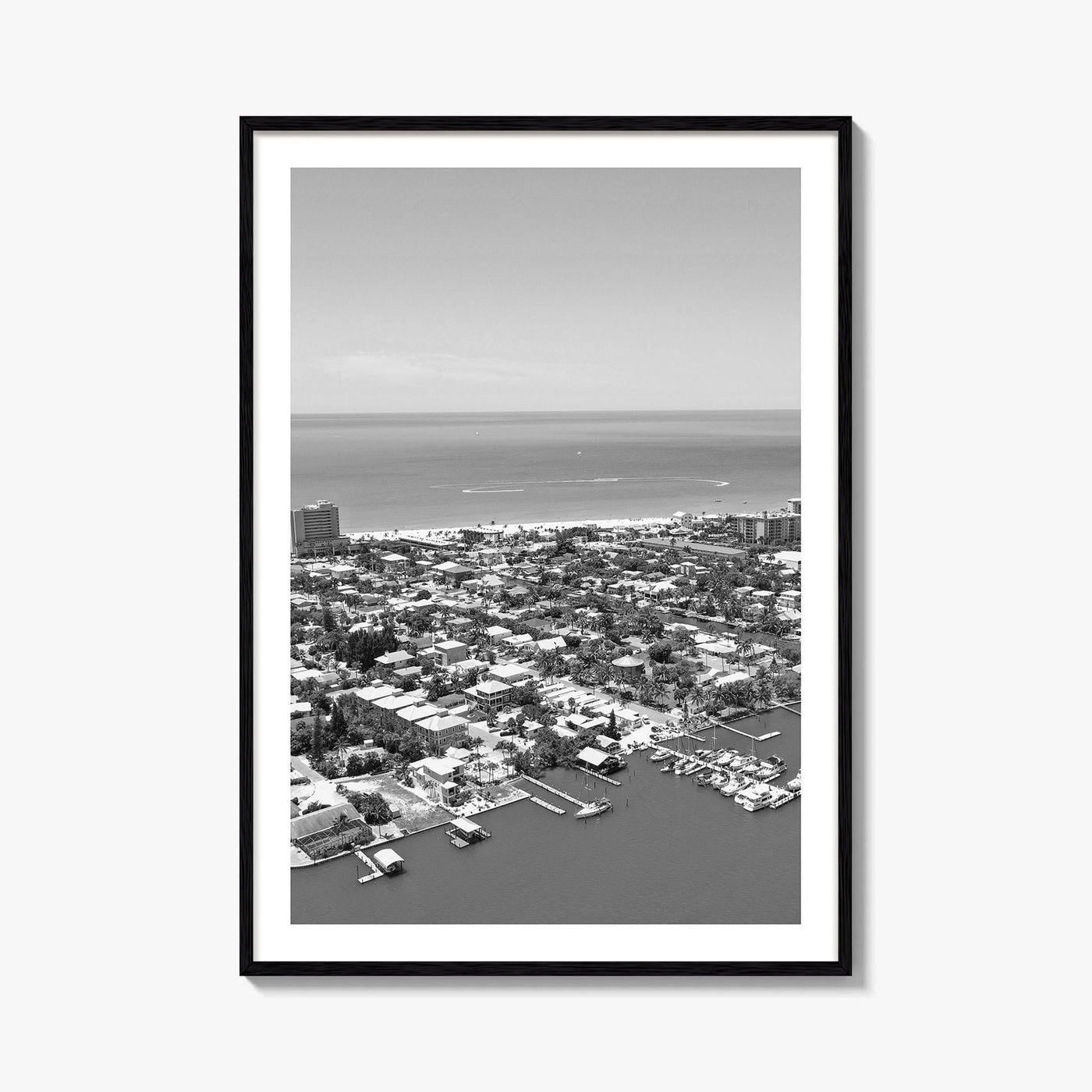 Fort Myers Beach Black and White Fine Art Photo Print, Aerial, Florida, USA, Poster