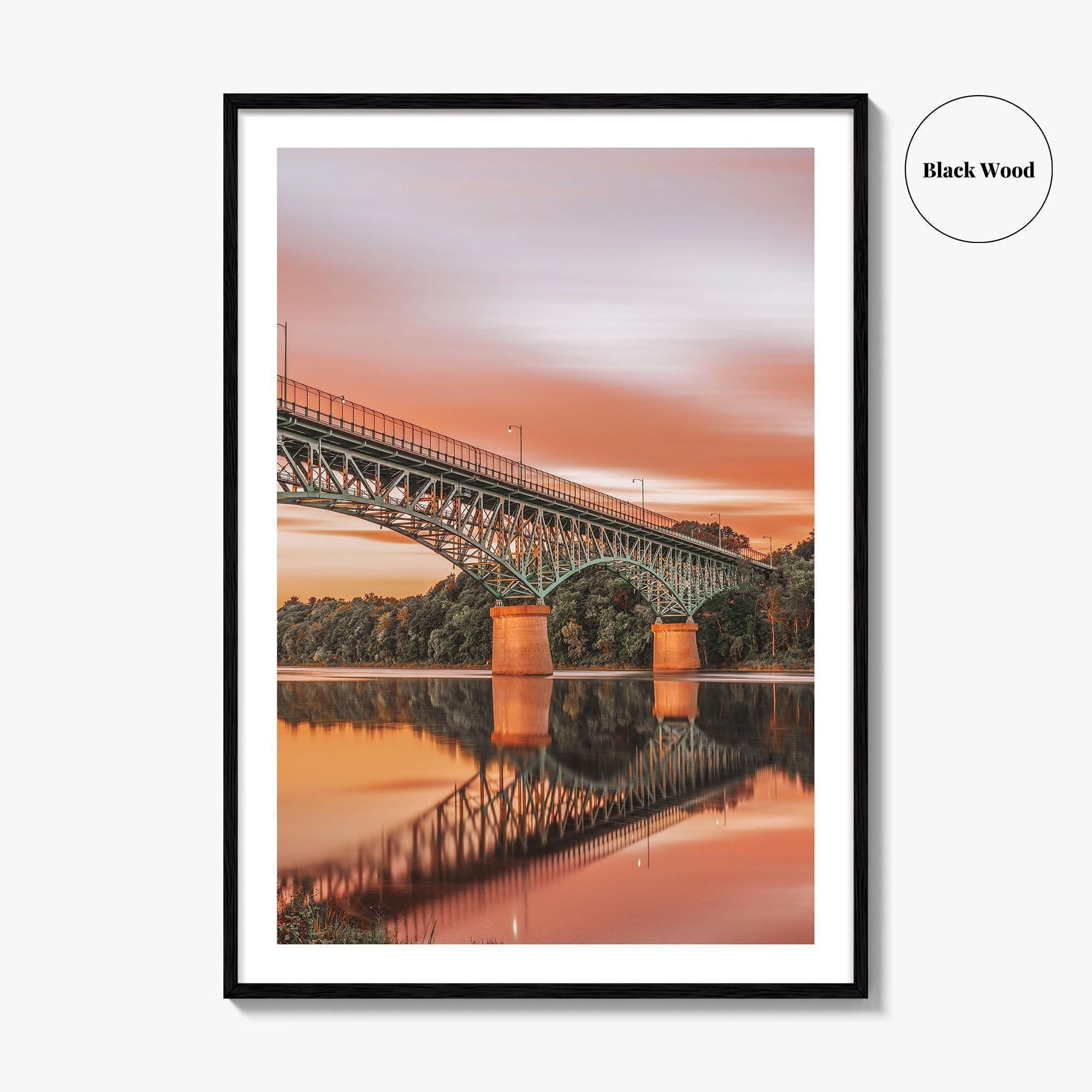 Augusta Maine Fine Art Photo Print, Kennebec River, Memorial Bridge, USA Wall Decor Poster