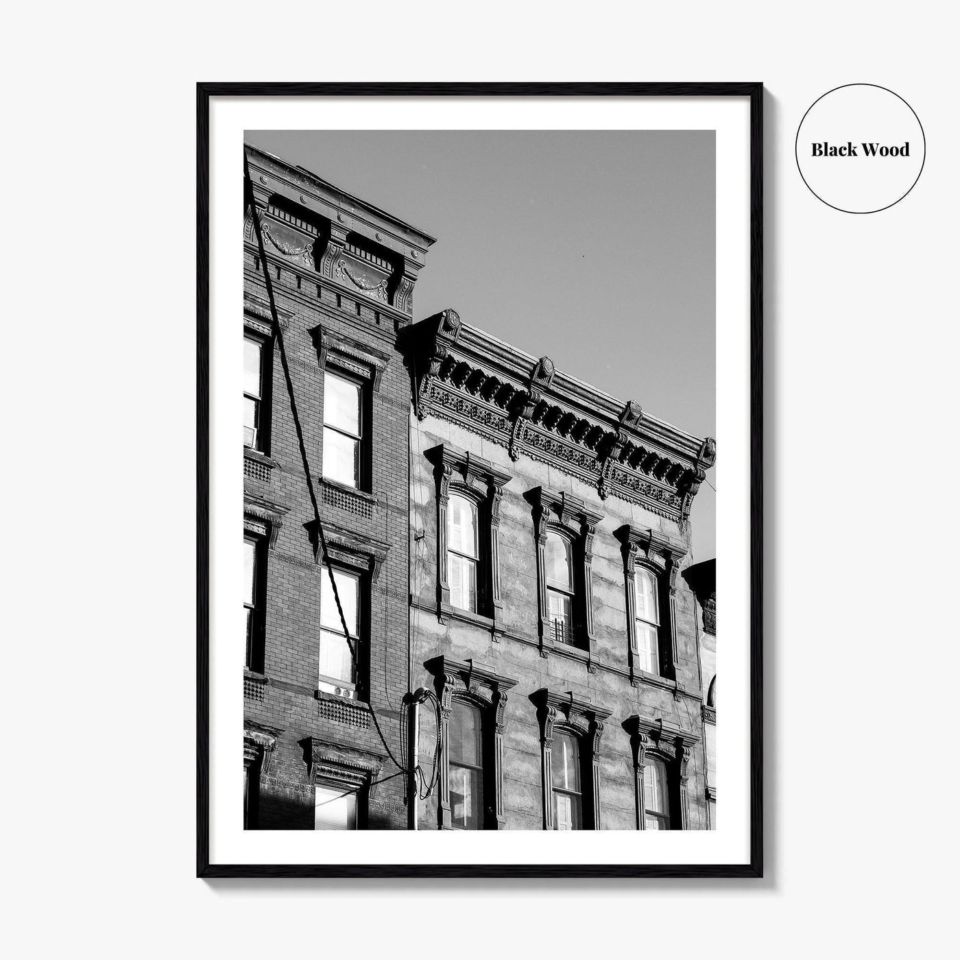 Hoboken Black and White Fine Art Photo Print, New Jersey Brownstones Poster