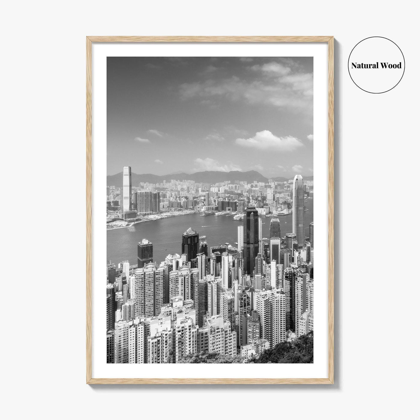 Hong Kong Skyline Black and White Fine Art Photo Print, Victoria Peak Poster