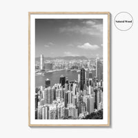 Hong Kong Skyline Black and White Fine Art Photo Print, Victoria Peak Poster