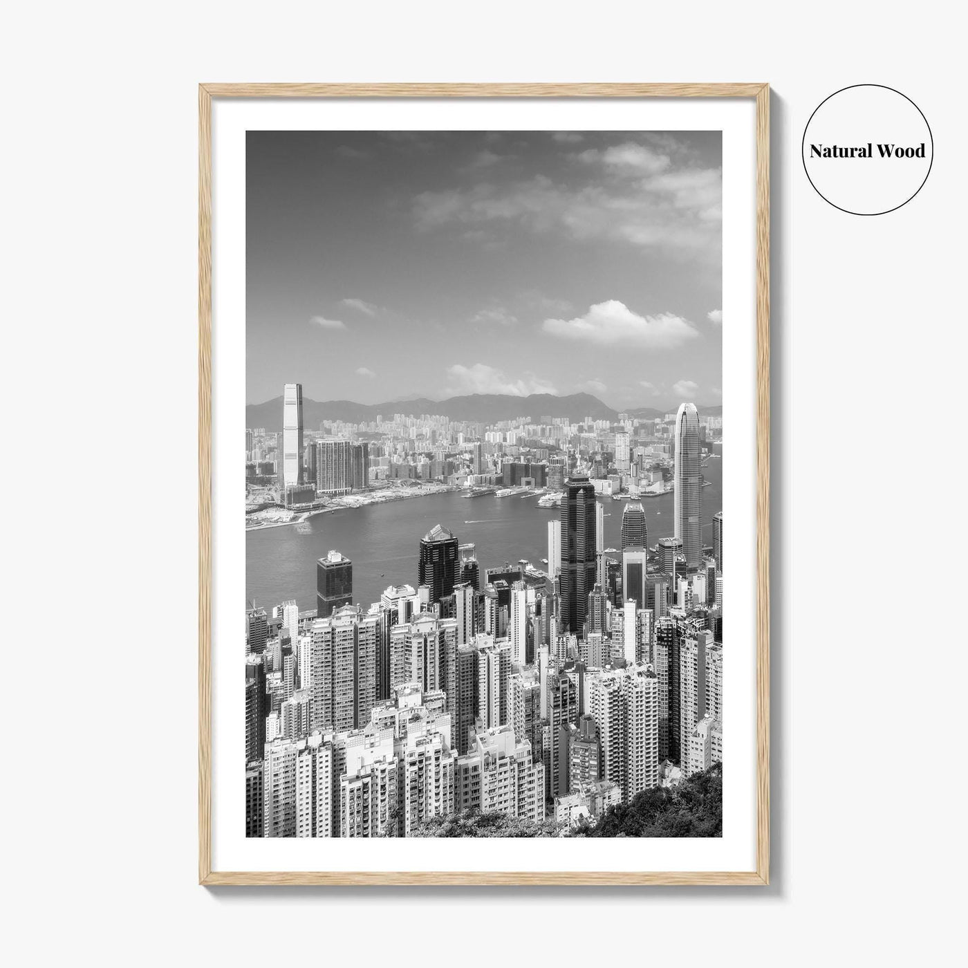 Hong Kong Skyline Black and White Fine Art Photo Print, Victoria Peak Poster