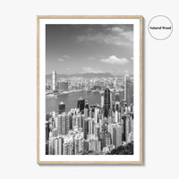 Hong Kong Skyline Black and White Fine Art Photo Print, Victoria Peak Poster