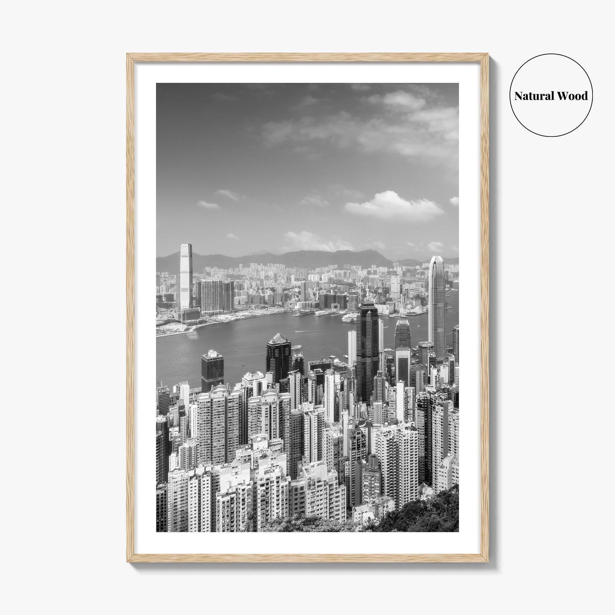 Hong Kong Skyline Black and White Fine Art Photo Print, Victoria Peak Poster