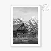 Jackson Hole Wyoming Black and White Fine Art Photo Print, Mormon Row, Moulton Barn
