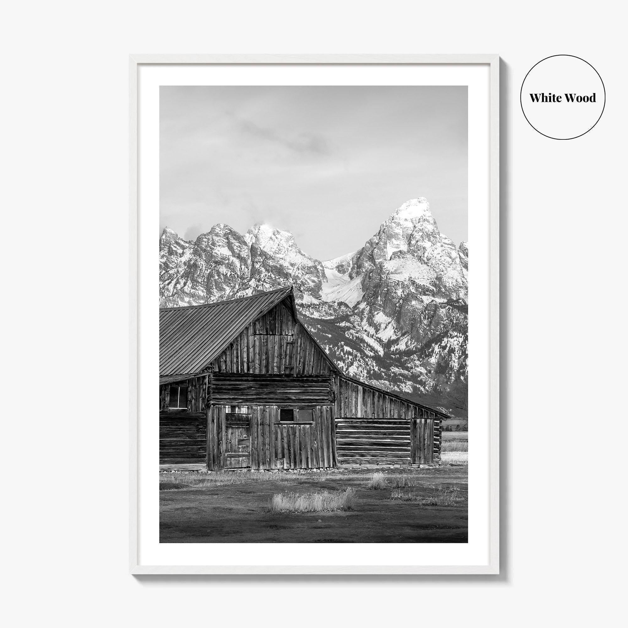 Jackson Hole Wyoming Black and White Fine Art Photo Print, Mormon Row, Moulton Barn